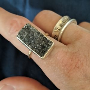 Mickey Lynn black Druzy ring size 6